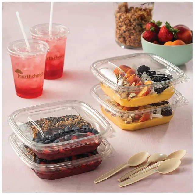 Alt view image 15 of 16 - Pactiv Container Lids, For 24-32 oz Bases, 7.38x7.38x0.82 SACLD07