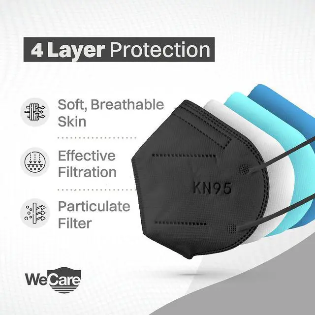 Alt view image 8 of 9 - WeCare Protective Disposable KN95 Face Mask (20 Individually Wrapped) - Black