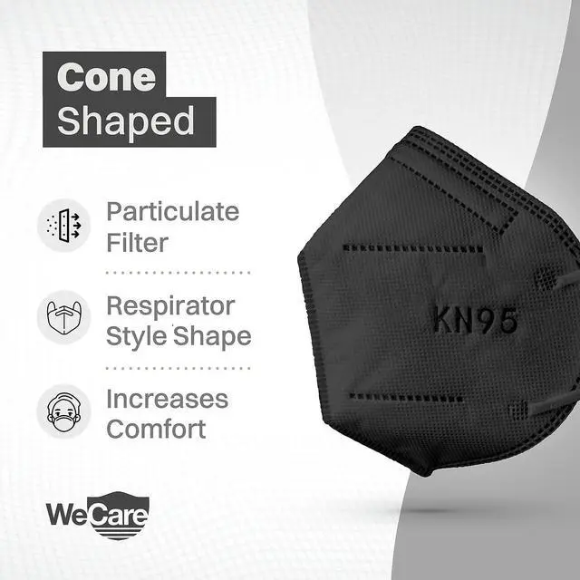 Alt view image 5 of 9 - WeCare Protective Disposable KN95 Face Mask (20 Individually Wrapped) - Black
