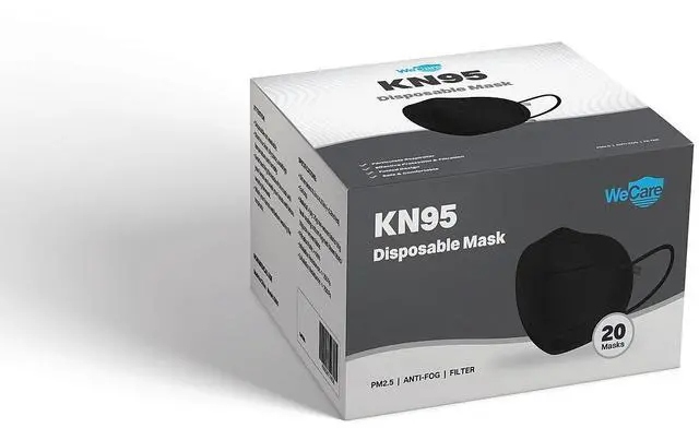 Alt view image 4 of 9 - WeCare Protective Disposable KN95 Face Mask (20 Individually Wrapped) - Black