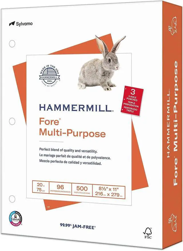 Alt view image 9 of 13 - Hammermill MP Paper 20Lb 3-Hole 8-1/2"x11" 96 GE/112 ISO WE 103275RM