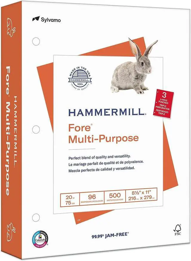 Alt view image 8 of 13 - Hammermill MP Paper 20Lb 3-Hole 8-1/2"x11" 96 GE/112 ISO WE 103275RM