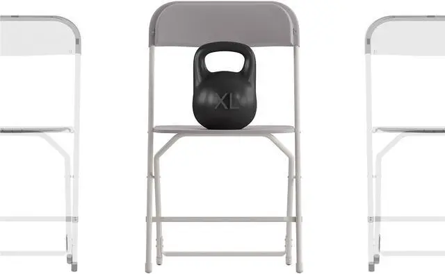 Alt view image 7 of 16 - Hercules Big and Tall Commercial Folding Chair - Extra Wide 650LB. Capacity - Durable Plastic - Gray, 4-Pack