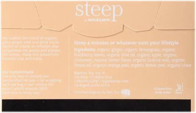 Alt view image 12 of 13 - steep Tea, Lemon Ginger, 1.6 oz Tea Bag, 20/Box 17704