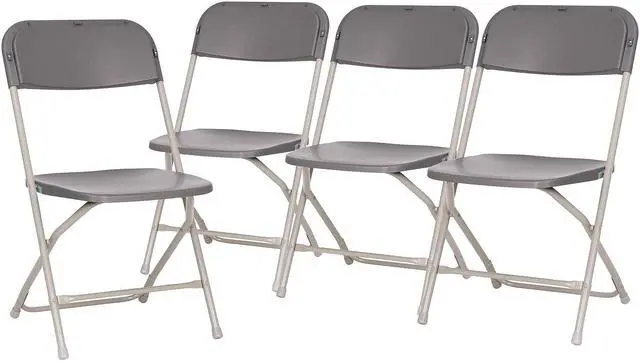 Alt view image 13 of 16 - Hercules Big and Tall Commercial Folding Chair - Extra Wide 650LB. Capacity - Durable Plastic - Gray, 4-Pack