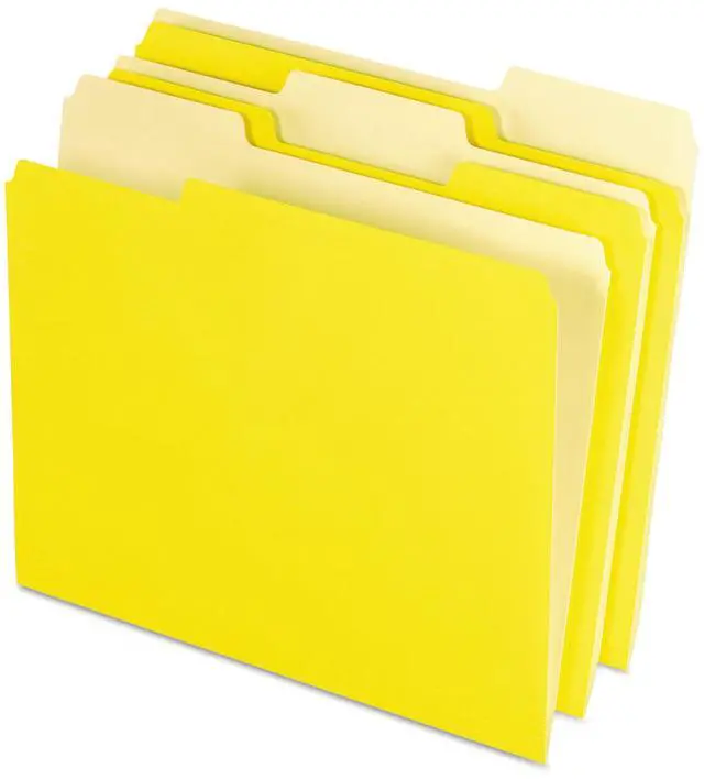 Main image of Pendaflex Colored File Folders 1/3 Cut Top Tab Letter Yellow Light Yellow 100/Box 15213YEL