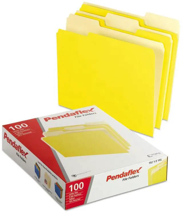 Alt view image 10 of 10 - Pendaflex Colored File Folders 1/3 Cut Top Tab Letter Yellow Light Yellow 100/Box 15213YEL
