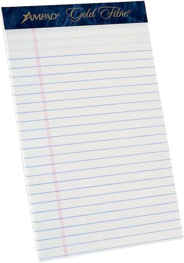 Alt view image 3 of 7 - Ampad Gold Fibre Notepads 5" x 8" College Ruled White 50 Sheets/Pad 12 Pads/Pack (20054)