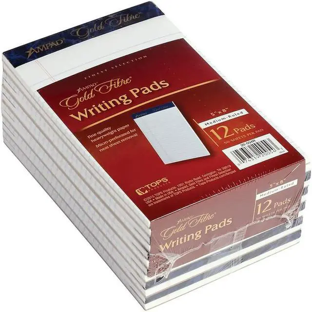 Alt view image 2 of 7 - Ampad Gold Fibre Notepads 5" x 8" College Ruled White 50 Sheets/Pad 12 Pads/Pack (20054)