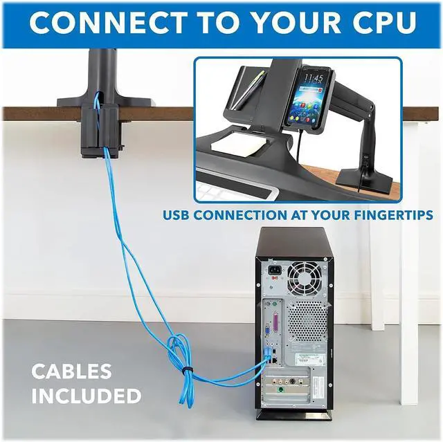 Alt view image 11 of 14 - Mount-It! Height Adjustable Sit Stand Computer Workstation | Dual Monitor Mount