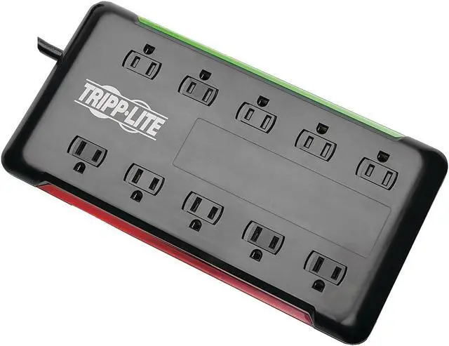 Alt view image 19 of 20 - Tripp Lite 10-Outlet Surge Protector Power Strip 6 ft. Cord 2880 Joules Black (TLP1006B)