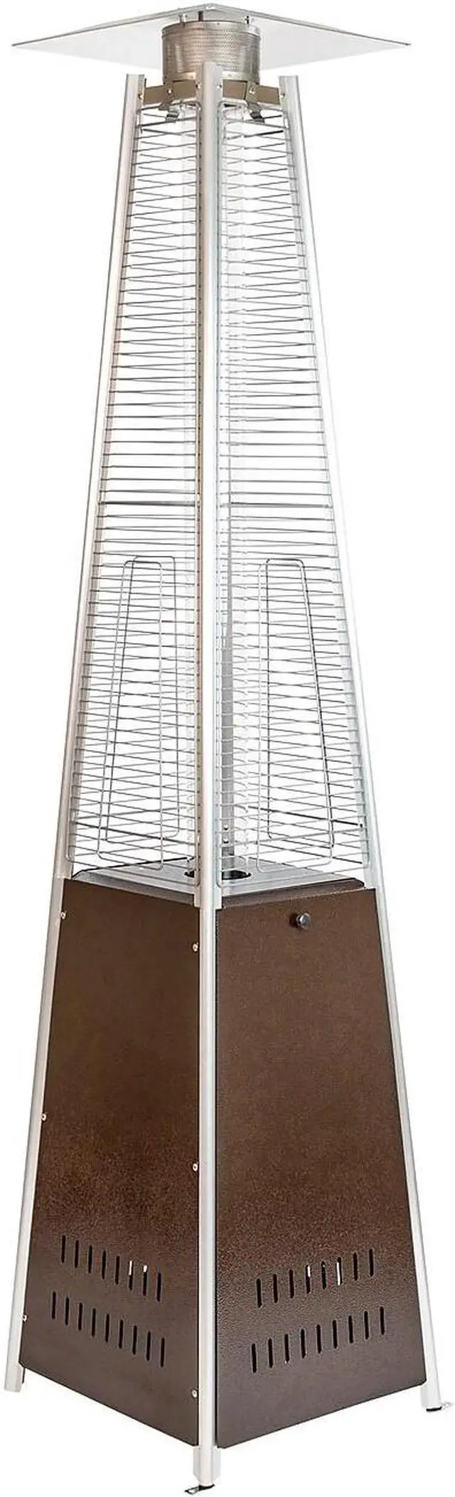 Alt view image 10 of 20 - Patio Outdoor Heating-Bronze Stainless Steel Pyramid 42,000 BTU Propane Heater with Wheels for Commercial & Residential Use