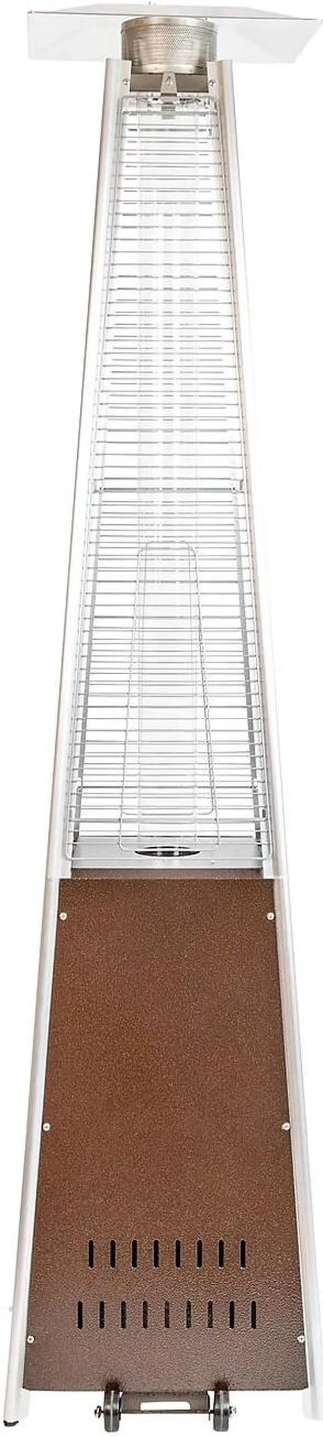 Alt view image 16 of 20 - Patio Outdoor Heating-Bronze Stainless Steel Pyramid 42,000 BTU Propane Heater with Wheels for Commercial & Residential Use