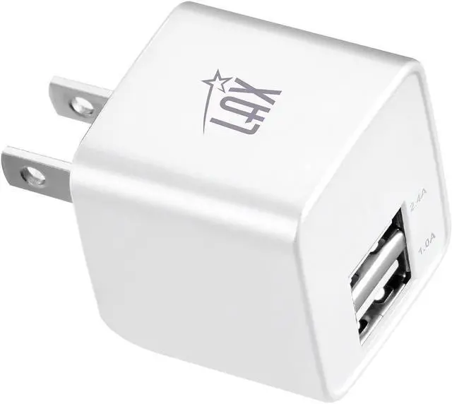 Main image of LAX Gadgets LAX Dual USB Port Wall Charger 2.4A for Smartphones White (LAX2PORTWALLWHT)