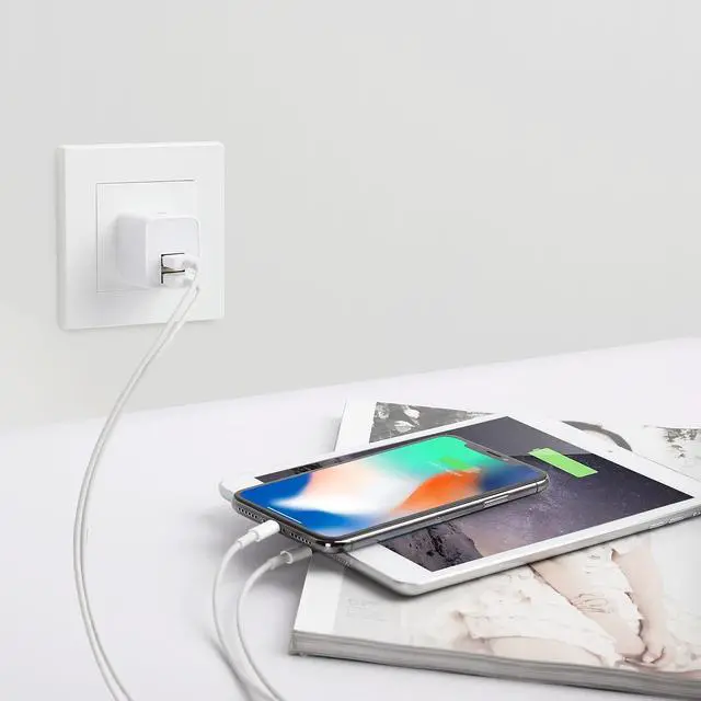 Alt view image 2 of 3 - LAX Gadgets LAX Dual USB Port Wall Charger 2.4A for Smartphones White (LAX2PORTWALLWHT)