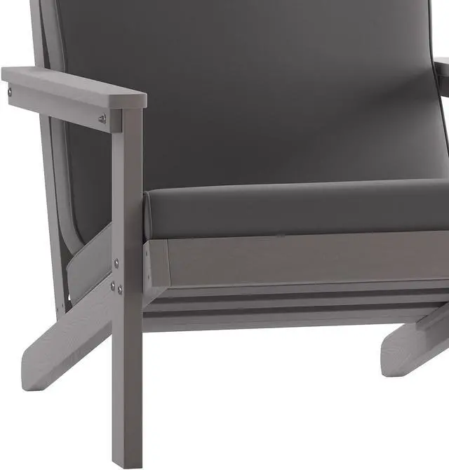 Alt view image 12 of 13 - Charlestown All-Weather Poly Resin Wood Adirondack Style Deep Seat Patio Club Chair with Cushions, Gray/Gray