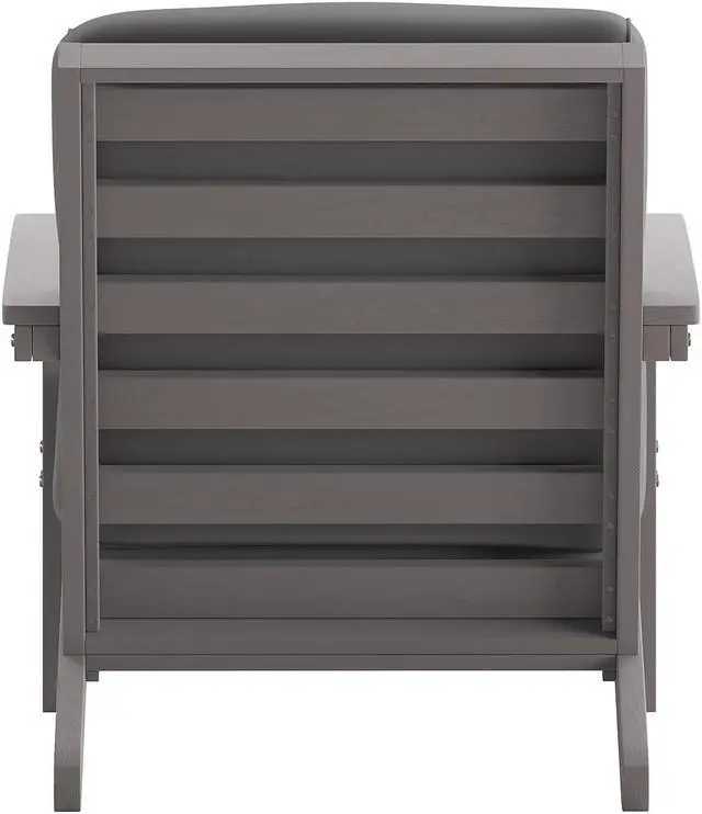 Alt view image 11 of 13 - Charlestown All-Weather Poly Resin Wood Adirondack Style Deep Seat Patio Club Chair with Cushions, Gray/Gray