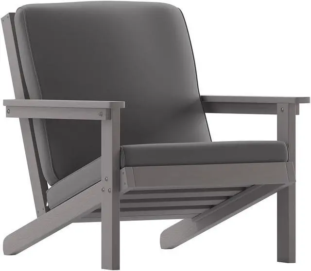 Alt view image 7 of 13 - Charlestown All-Weather Poly Resin Wood Adirondack Style Deep Seat Patio Club Chair with Cushions, Gray/Gray