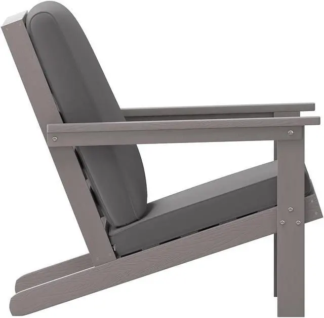 Alt view image 13 of 13 - Charlestown All-Weather Poly Resin Wood Adirondack Style Deep Seat Patio Club Chair with Cushions, Gray/Gray