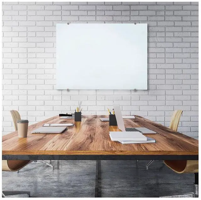 Alt view image 3 of 11 - Luxor Magnetic Wall-Mounted Glass Board - 48" x 36" - White Surface - Silver Aluminum Frame WGB4836M