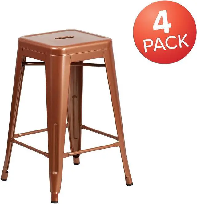 Alt view image 6 of 15 - FLASH FURNITURE 4-ET-BT3503-24-POC-GG Backless Copper Indoor-Outdoor Counter