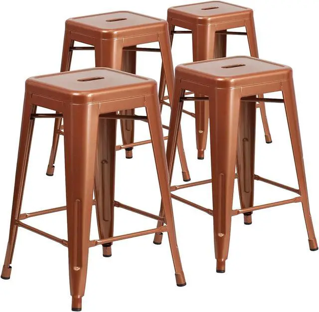 Alt view image 4 of 15 - FLASH FURNITURE 4-ET-BT3503-24-POC-GG Backless Copper Indoor-Outdoor Counter