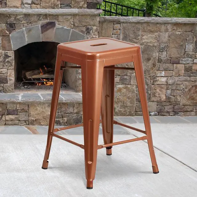 Alt view image 5 of 15 - FLASH FURNITURE 4-ET-BT3503-24-POC-GG Backless Copper Indoor-Outdoor Counter
