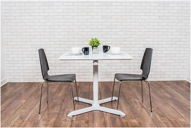 Alt view image 9 of 15 - Luxor 36" Pneumatic Height Adjustable Square Cafe Table - Gray
