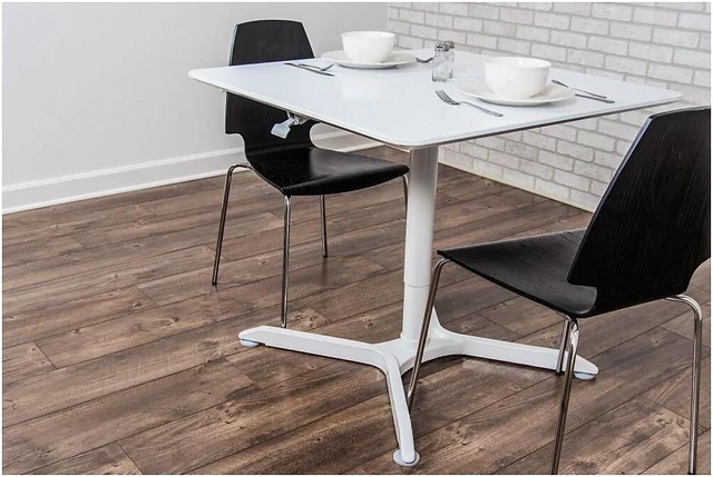 Alt view image 10 of 15 - Luxor 36" Pneumatic Height Adjustable Square Cafe Table - Gray