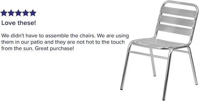 Alt view image 12 of 17 - Flash Furniture 4 Pack Commercial Aluminum Indoor-Outdoor Restaurant Stack Chair with Triple Slat Back