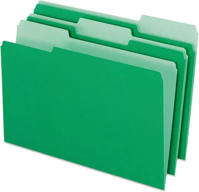Main image of Pendaflex Colored File Folders 1/3 Cut Top Tab Legal Green/Light Green 100/Box 15313BGR
