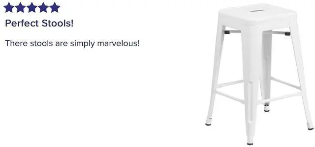 Alt view image 6 of 15 - FLASH FURNITURE 4-CH-31320-24-WH-GG White Backless Metal Stool,24"