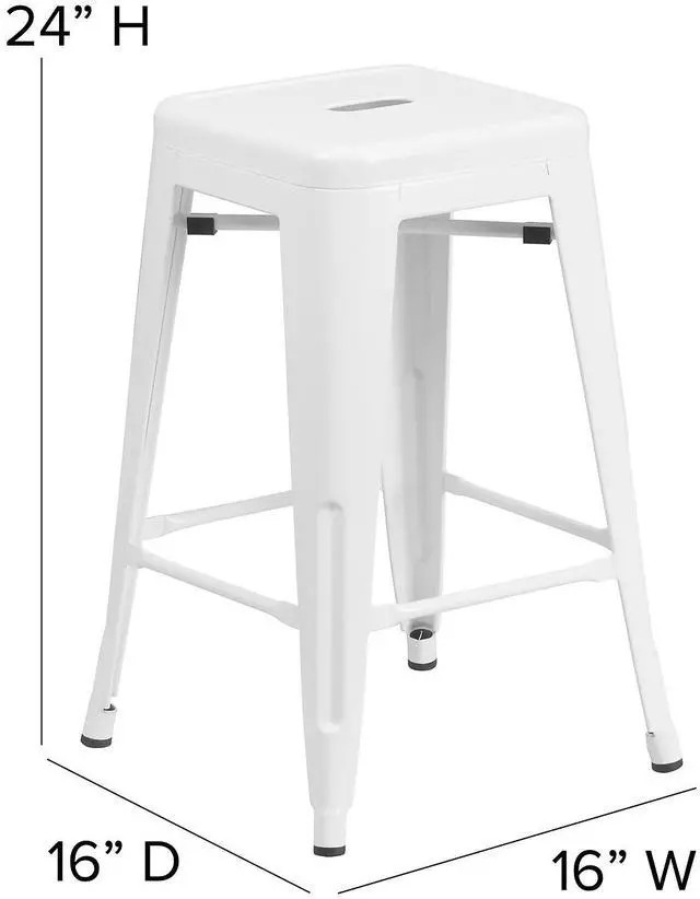 Alt view image 8 of 15 - FLASH FURNITURE 4-CH-31320-24-WH-GG White Backless Metal Stool,24"