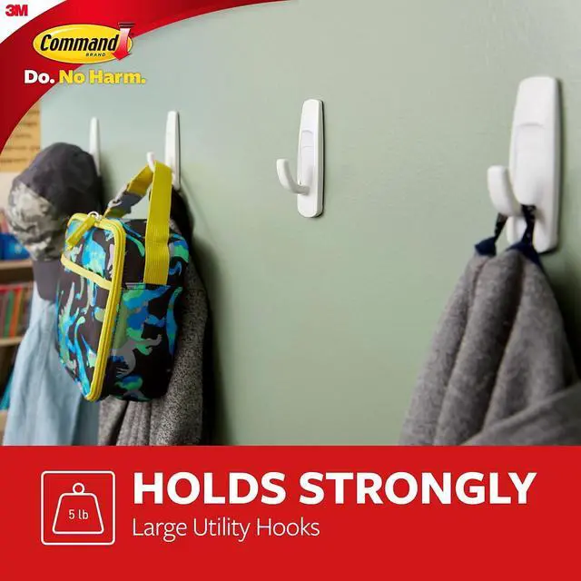 Alt view image 10 of 13 - 3M 17003-VP-3PK Command Large Hooks Value Pack 3 hooks, 6 strips