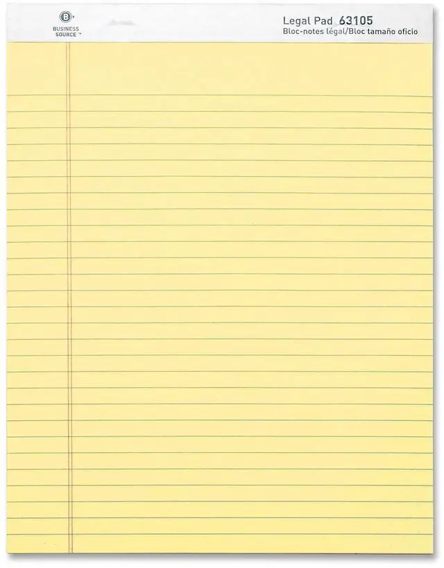 Alt view image 2 of 6 - Business Source Legal Pads Legal Ruled 50 Sht 8-1/2"x11-3/4" 12Pack CA 63105