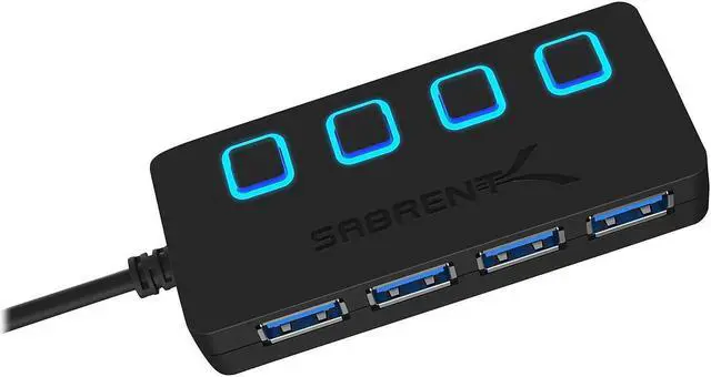Alt view image 10 of 16 - SABRENT 4-Port USB 3.0 Hub with Individual LED Lit Power Switches, Includes 5V/2.5A Power Adapter (HB-UMP3)