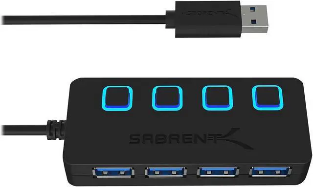 Alt view image 8 of 16 - SABRENT 4-Port USB 3.0 Hub with Individual LED Lit Power Switches, Includes 5V/2.5A Power Adapter (HB-UMP3)