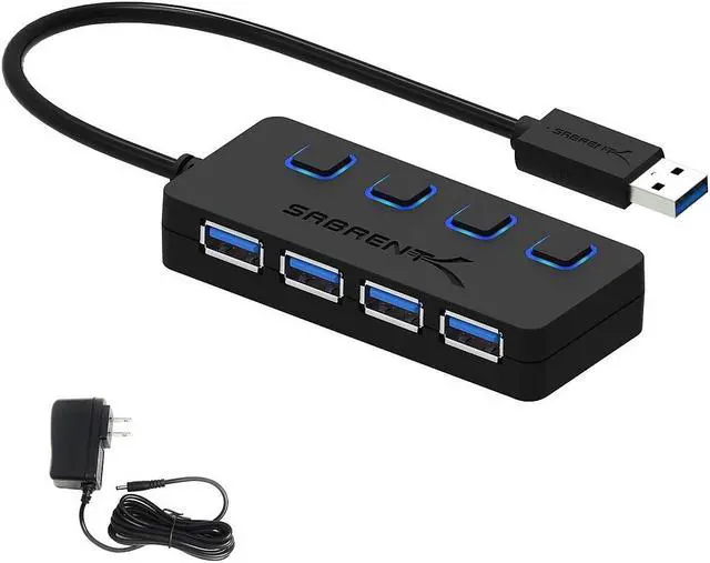 Alt view image 13 of 16 - SABRENT 4-Port USB 3.0 Hub with Individual LED Lit Power Switches, Includes 5V/2.5A Power Adapter (HB-UMP3)