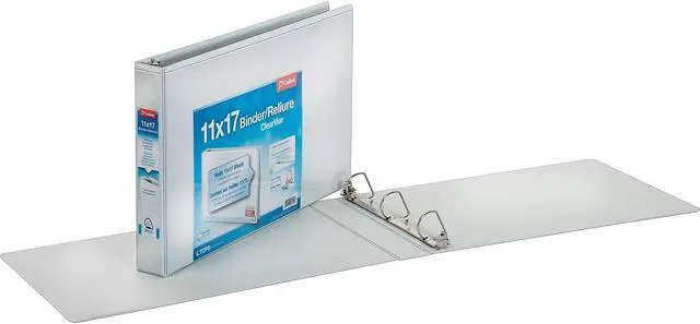 Alt view image 17 of 20 - Cardinal 11 x 17 ClearVue Slant-D Ring Binder 1 1/2" Cap White 22122