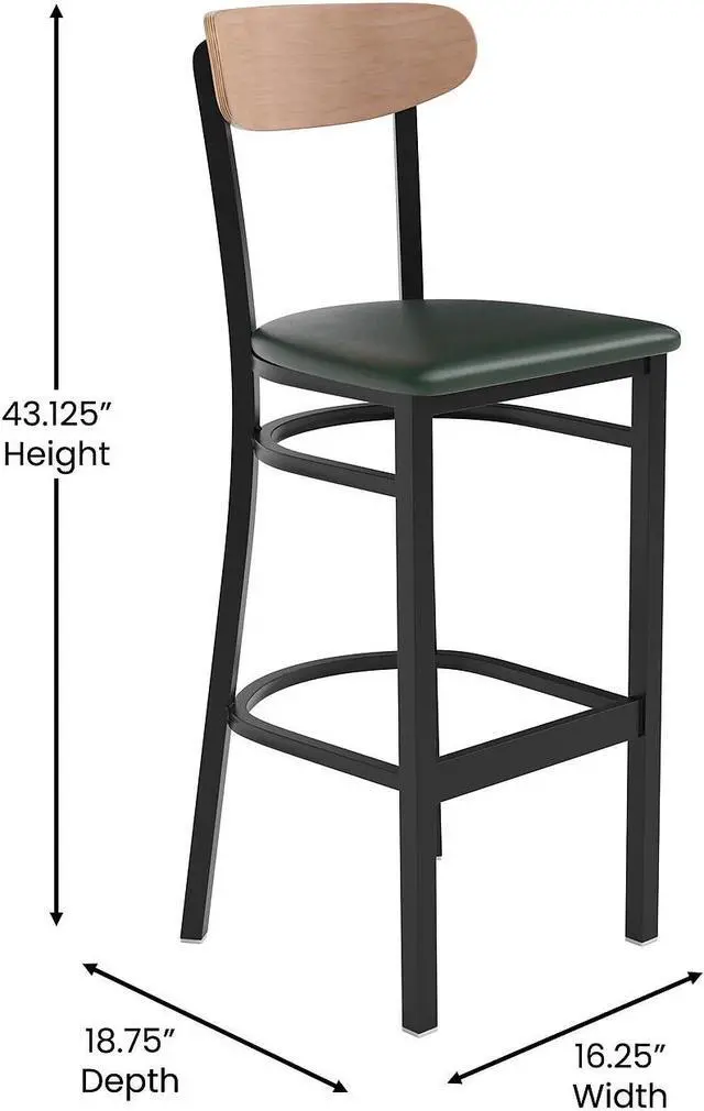 Alt view image 4 of 7 - Flash Furniture Blake Contemporary Metal Vertical Back Counter Height Stool Mint Green 4-Pieces/Pack (4ET353424MINTW)