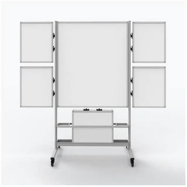 Alt view image 2 of 5 - Luxor Mobile Collaboration Station Whiteboard with 4 Attachable Marker Boards - 40.4" x 48.6" - White Surface, Silver Aluminum Frame  COLLAB-STATION