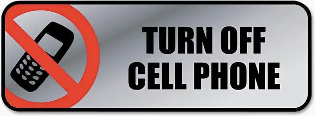 Alt view image 3 of 5 - COSCO 098211 Brushed Metal Office Sign, Turn Off Cell Phone, 9 x 3, Silver/Red