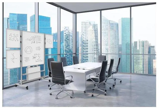 Alt view image 3 of 5 - Luxor Mobile Collaboration Station Whiteboard with 4 Attachable Marker Boards - 40.4" x 48.6" - White Surface, Silver Aluminum Frame  COLLAB-STATION