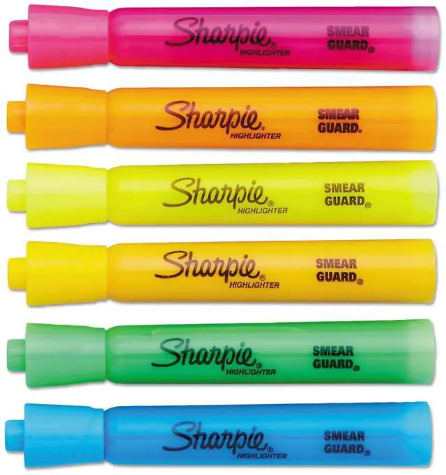 Alt view image 3 of 11 - SHARPIE 25053 Smear Guard Highlighter Set, Chisel Tip Fluorescent Colors PK12