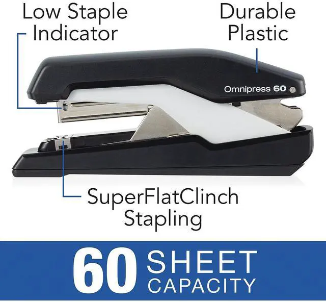 Alt view image 5 of 8 - Rapid Supreme Omnipress SO60 Heavy-Duty Full Strip Stapler Black/Gray 5000590