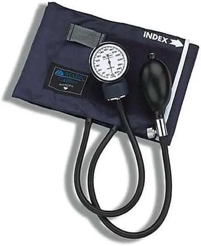 Alt view image 4 of 7 - Mabis 01-133-016 Caliber Adjustable Aneroid Sphygmomanometer - Blue Nylon Cuff - Large Adult