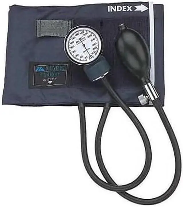 Alt view image 5 of 7 - Mabis 01-133-016 Caliber Adjustable Aneroid Sphygmomanometer - Blue Nylon Cuff - Large Adult