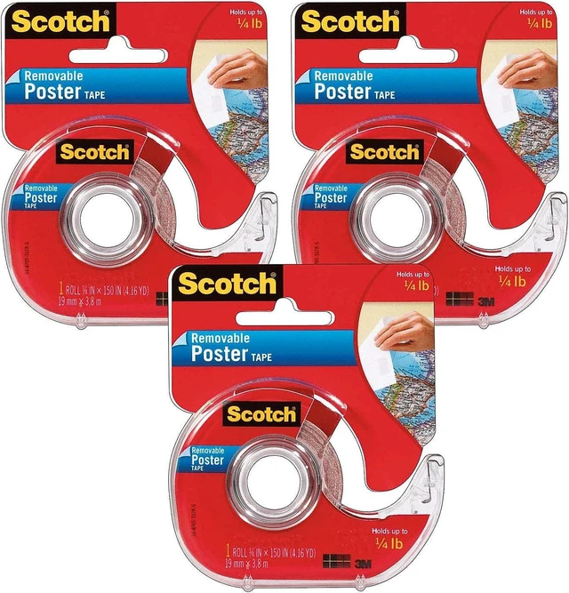 Main image of Scotch Removable Poster Tape 3/4" x 4.16 Yards Clear Pack of 3 (MMM109-3)