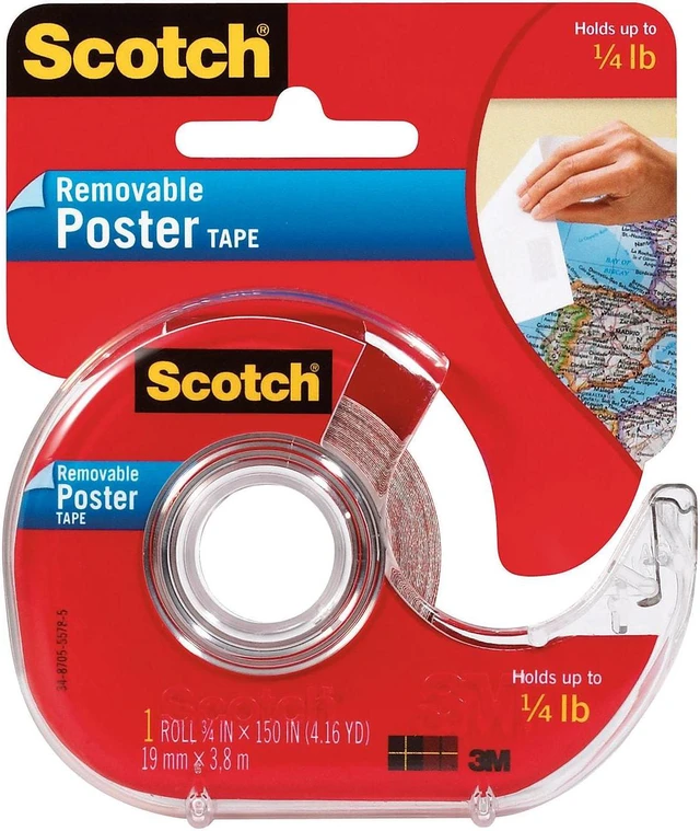 Alt view image 2 of 2 - Scotch Removable Poster Tape 3/4" x 4.16 Yards Clear Pack of 3 (MMM109-3)
