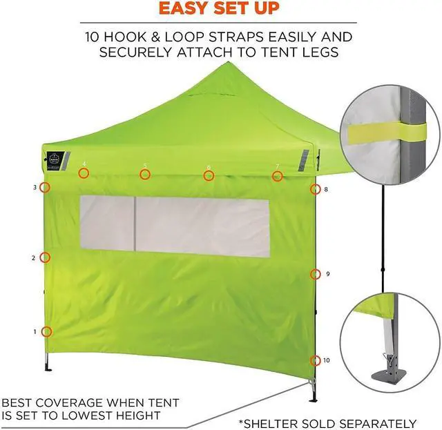 Alt view image 3 of 4 - Ergodyne SHAX 6092 Pop-Up Tent Sidewall with Mesh Window Lime (12989)
